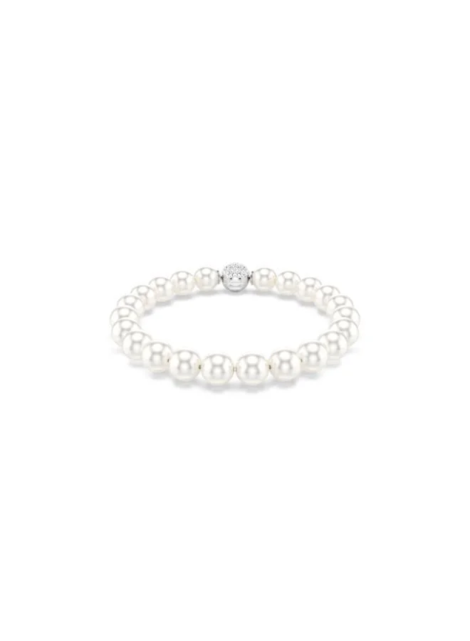 Matrix Magnetic White Pearl Rhodium Plated Bracelet